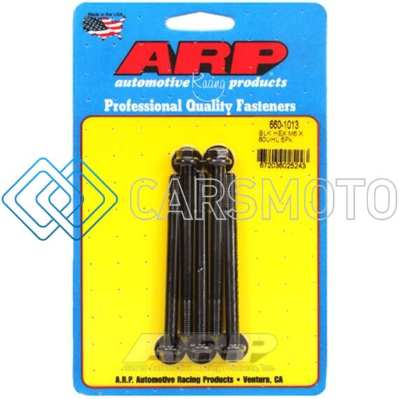 ARP 660-1013 M6 X 1.00 X 80 HEX BLACK OXIDE BOLTS (5/PKG)