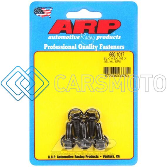 ARP 660-1017 M6 X 1.00 X 16 BLACK OXIDE HEX BOLTS (5/PKG)