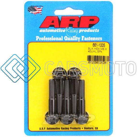 ARP 661-1005 M8 X 1.25 40MM HEX BLACK OXIDE BOLTS (5/PKG)