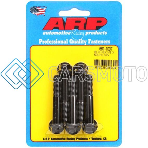 ARP 661-1007 M8 X 1.25 X 50 HEX BLACK OXIDE BOLTS (5/PKG)