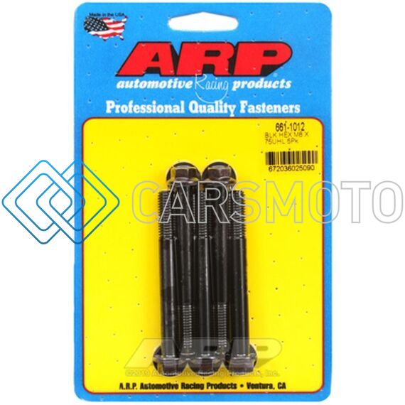 ARP 661-1012 M8 X 1.25 X 75 HEX BLACK OXIDE BOLTS (5/PKG)