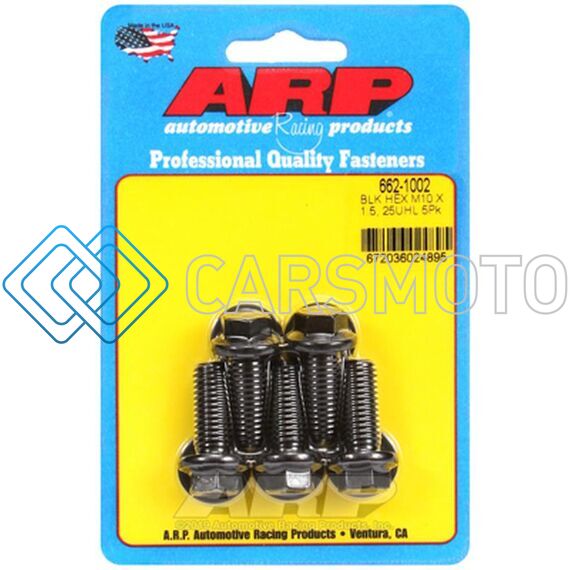 ARP 662-1002 M10 X 1.50 X 25 HEX BLACK OXIDE BOLTS (5/PKG)