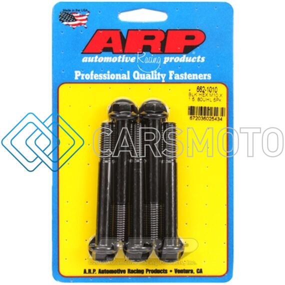 ARP 662-1010 M10  X 1.50 X 80 HEX BLACK OXIDE BOLTS (5/PKG)