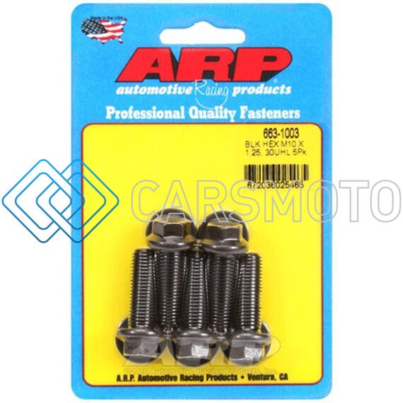 ARP 663-1003 M10  X 1.25 X 30 HEX BLACK OXIDE BOLTS (5/PKG)