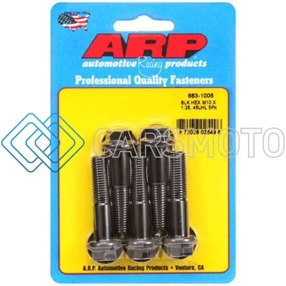ARP 663-1006 M10  X 1.25 X 45 HEX BLACK OXIDE BOLTS (5/PKG)