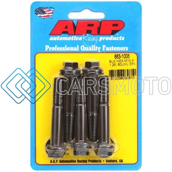 ARP 663-1008 M10  X 1.25 X 60 HEX BLACK OXIDE BOLTS (5/PKG)