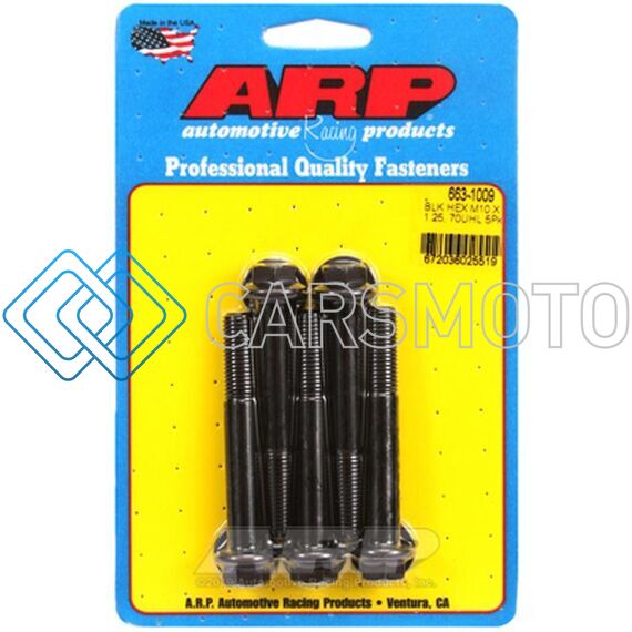ARP 663-1009 M10 X 1.25 X 70 HEX BLACK OXIDE BOLTS (5/PKG)