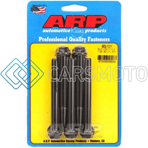 ARP 663-1011 M10 X 1.25 X 90 HEX BLACK OXIDE BOLTS (5/PKG)