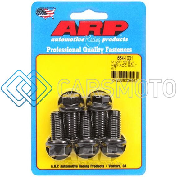 ARP 664-1001 M12 X 1.50 X 25 HEX BLACK OXIDE BOLTS (5/PKG)