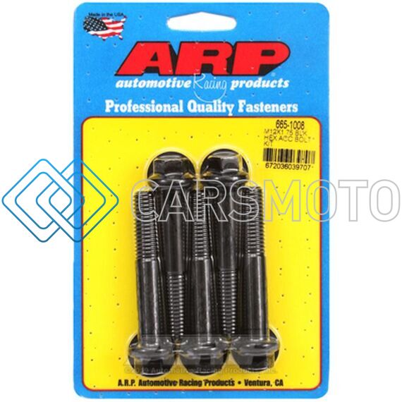 ARP 665-1008 M12 X 1.75 X 70 HEX BLACK OXIDE BOLTS (5/PKG)