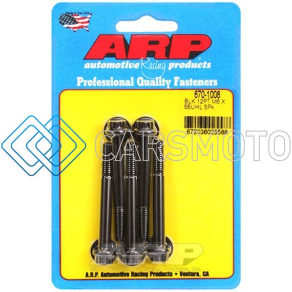 ARP 670-1008 M6 X 1.00 X 55 BLACK OXIDE 12PT BOLTS (5/PKG)