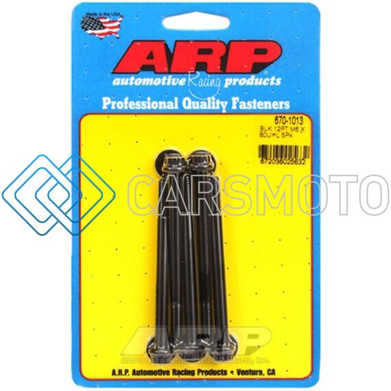 ARP 670-1013 M6 X 1.00 X 80 12PT BLACK OXIDE BOLTS (5/PKG)