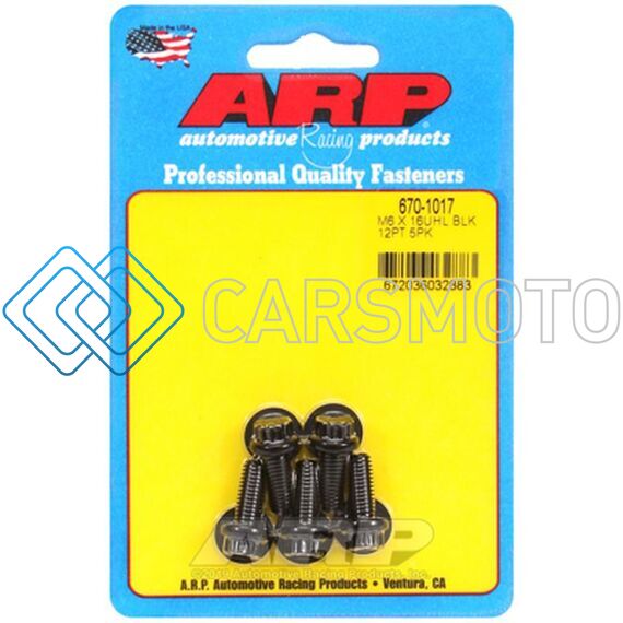 ARP 670-1017 M6 X 1.00 X 16 12PT BLACK OXIDE BOLTS (5/PKG)