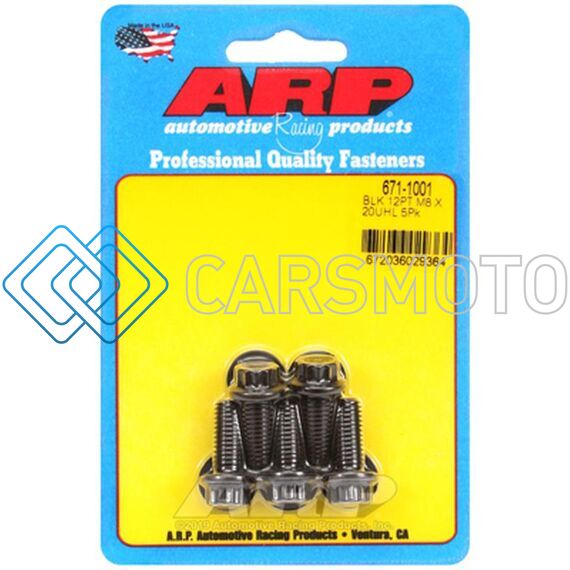 ARP 671-1001 M8 X 1.25 X 20MM 12PT BLACK OXIDE BOLTS (5/PKG)