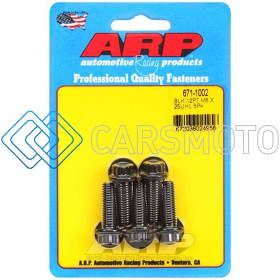 ARP 671-1002 M8 X 1.25 X 30 12PT BLACK OXIDE BOLTS (5/PKG)