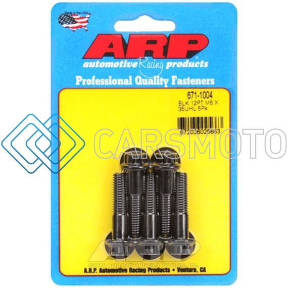 ARP 671-1004 M8 X 1.25 X 35 12PT BLACK OXIDE BOLTS (5/PKG)