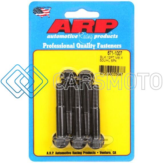 ARP 671-1007 M8 X 1.25 X 50MM 12PT BLACK OXIDE BOLTS (SET OF 5)