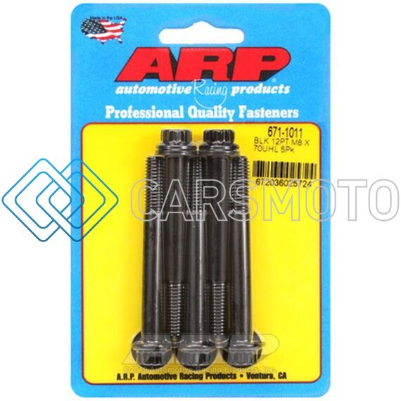 ARP 671-1011 M8 X 1.25 X 70 12PT BLACK OXIDE BOLTS (5/PKG)
