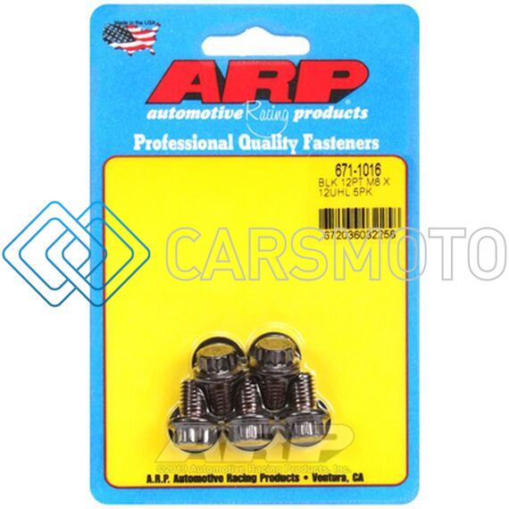 ARP 671-1016 M8 X 1.25 X 12MM 12PT BLACK OXIDE BOLTS (5 PKG)