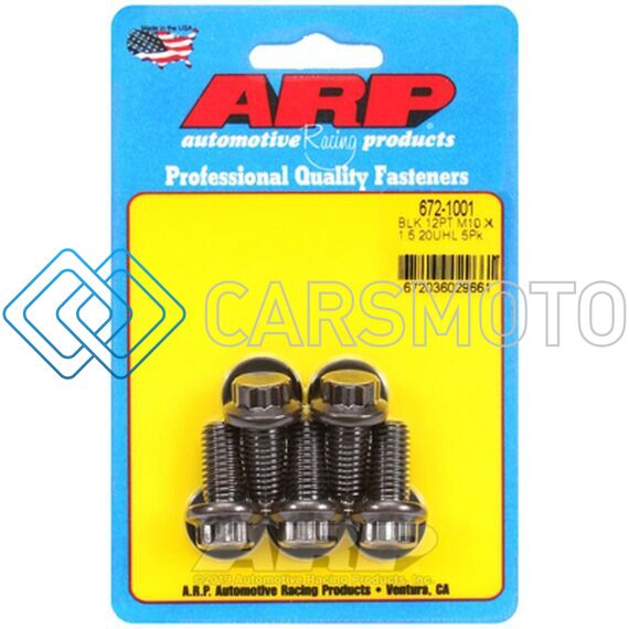ARP 672-1001 M10 X 1.50 X 20 12PT BLACK OXIDE BOLTS (5/PKG)