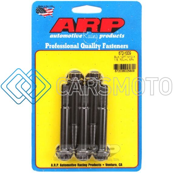 ARP 672-1009 M10 X 1.50 X 70 12PT BLACK OXIDE BOLTS (5/PKG)