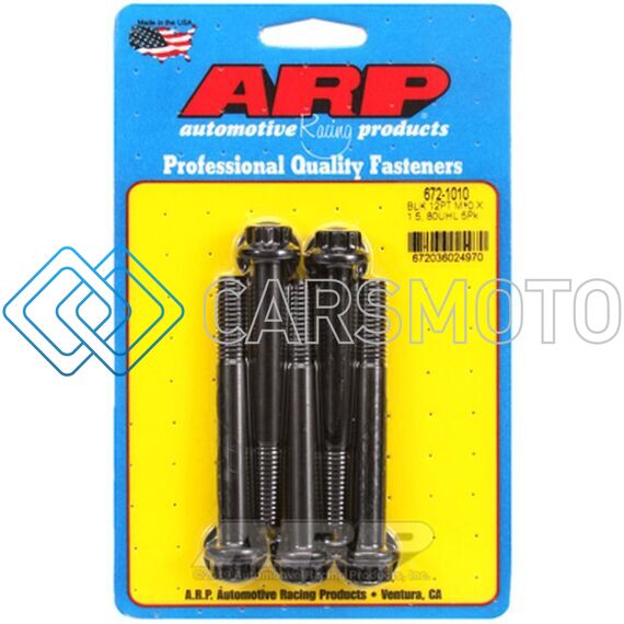 ARP 672-1010 M10 X 1.50 X 80MM 12PT BLACK OXIDE BOLTS (5/PKG)