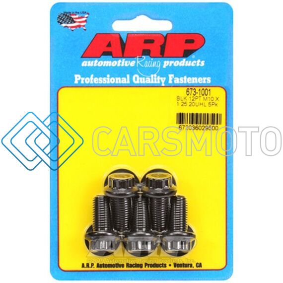 ARP 673-1001 M10 X 1.25 X 20 12PT BLACK OXIDE BOLTS (5/PKG)