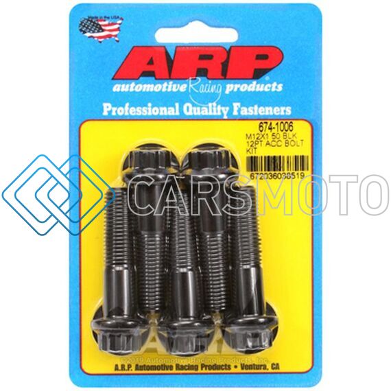 ARP 674-1006 M12 X 1.50 X 50 12PT BLACK OXIDE BOLTS (5/PKG)