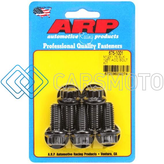 ARP 675-1001 M12 X 1.75 X 25 12PT BLACK OXIDE BOLTS (SET OF 5)