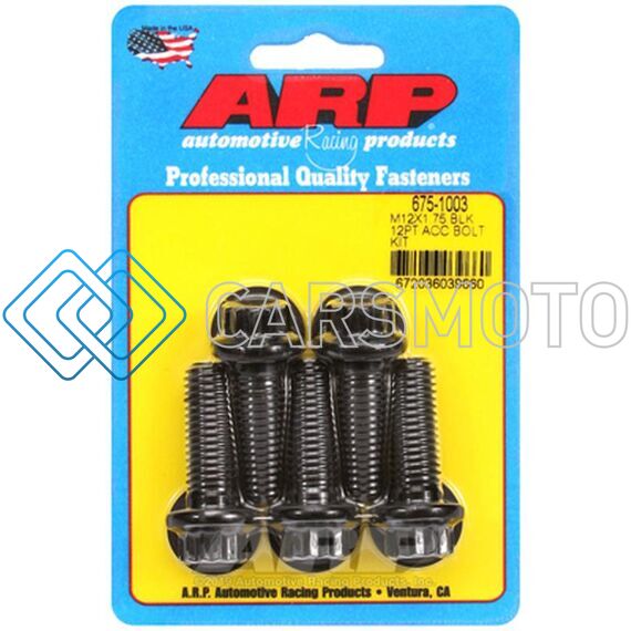 ARP 675-1003 M12 X 1.75 X 35 12PT BLACK OXIDE BOLTS (5/PKG)