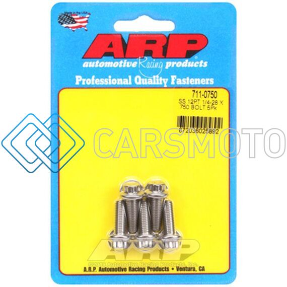 ARP 711-0750 1/4IN-28 X 0.750 12PT SS BOLTS (5/PKG)