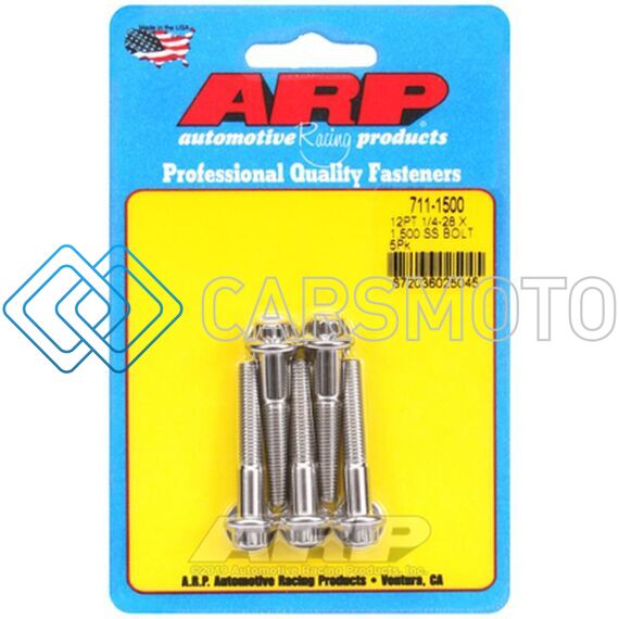 ARP 711-1500 1/4IN-28 X 1.500 12PT SS BOLTS (5/PKG)