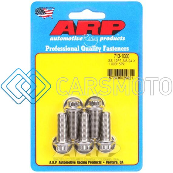 ARP 713-1000 3/8-24 X 1.000 12PT SS BOLTS (5/PKG)