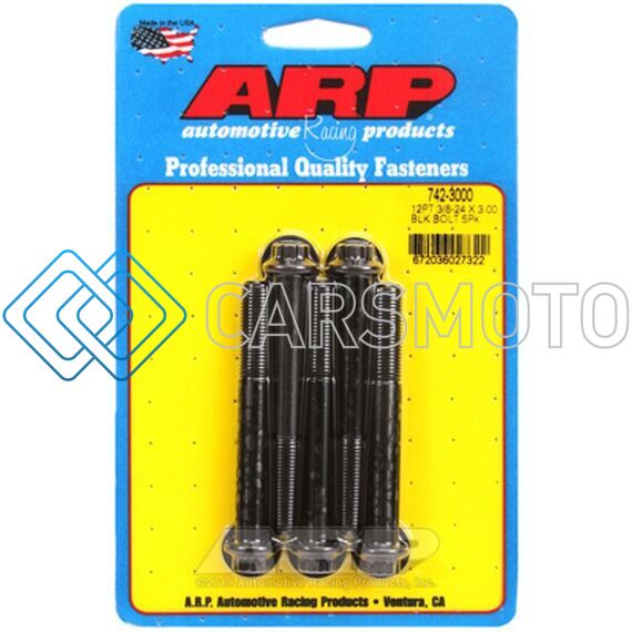 ARP 742-3000 3/8-24 X 3 12PT BLACK OXIDE BOLTS (5/PKG)