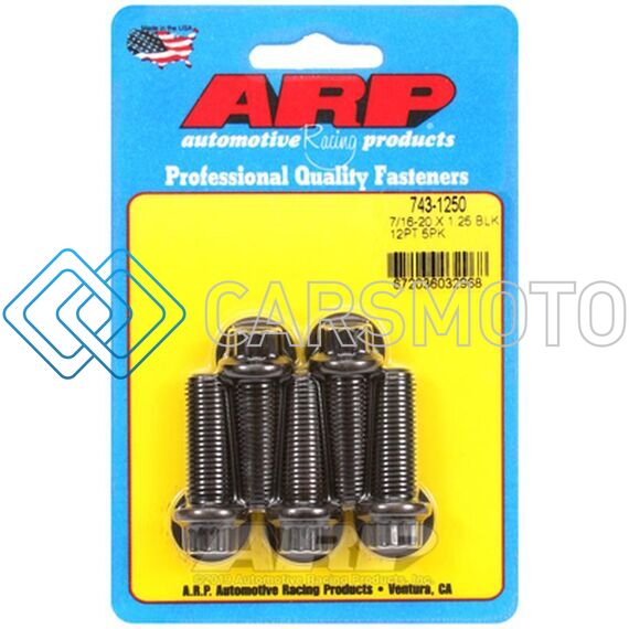 ARP 743-1250 7/16 INCH - 20 X 1.250 12PT BLACK OXIDE BOLTS (5/PKG)