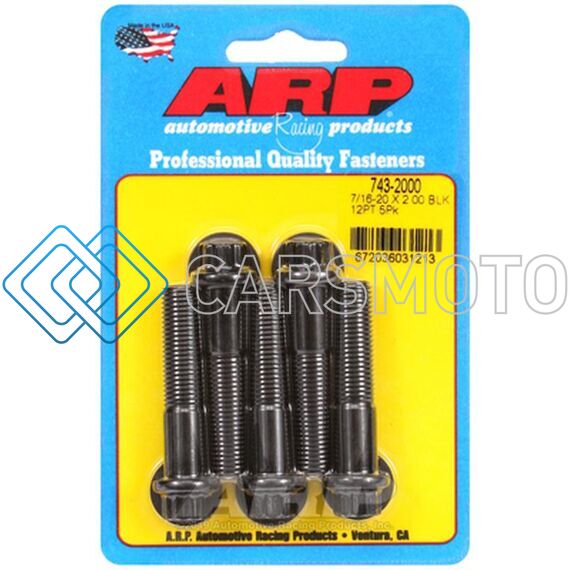 ARP 743-2000 7/16IN - 20 X 2.00IN 12PT BLACK OXIDE BOLTS (5/PKG)