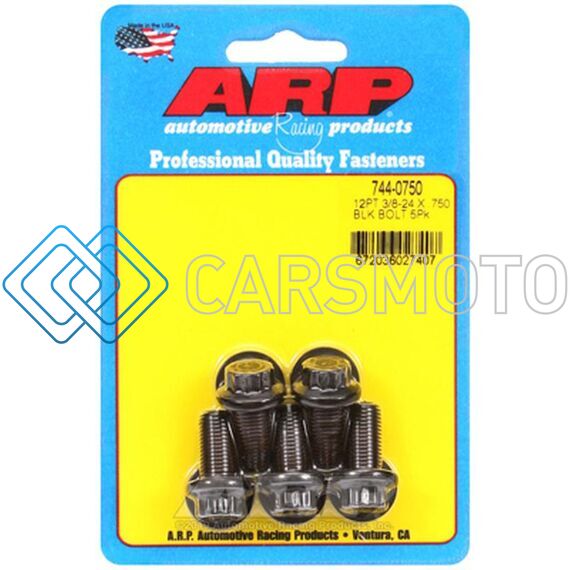 ARP 744-0750 3/8-24 X 0.750 12PT 7/16 WRENCHING BLACK OXIDE BOLTS (5/PKG)
