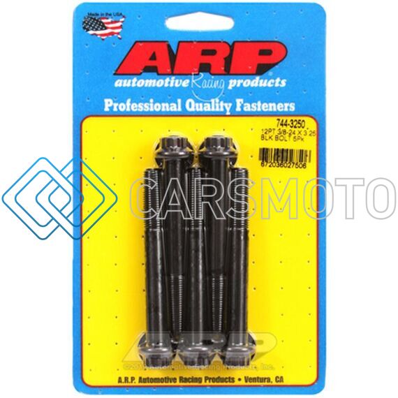 ARP 744-3250 3/8-24 X 0.3.250 12PT 7/16 WRENCHING BLACK OXIDE BOLTS (5/PKG)