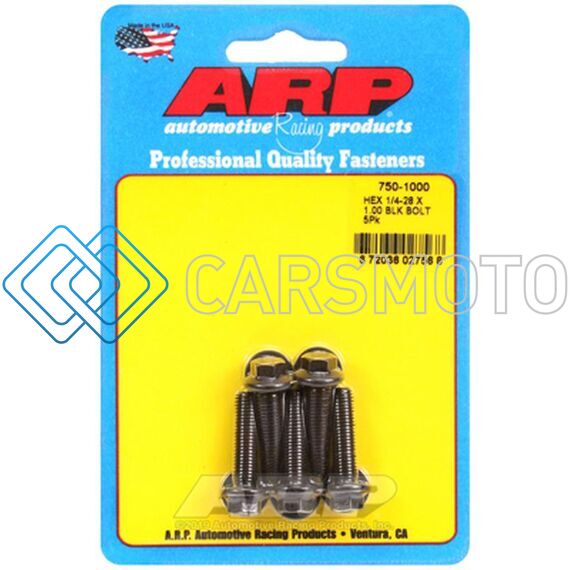 ARP 750-1000 1/4-28 X 1.000 HEX BLACK OXIDE BOLTS (5/PKG)