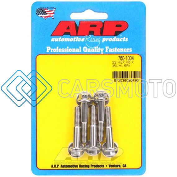 ARP 760-1004 M6 X 1.00 X 35 HEX SS BOLTS (5/PKG)