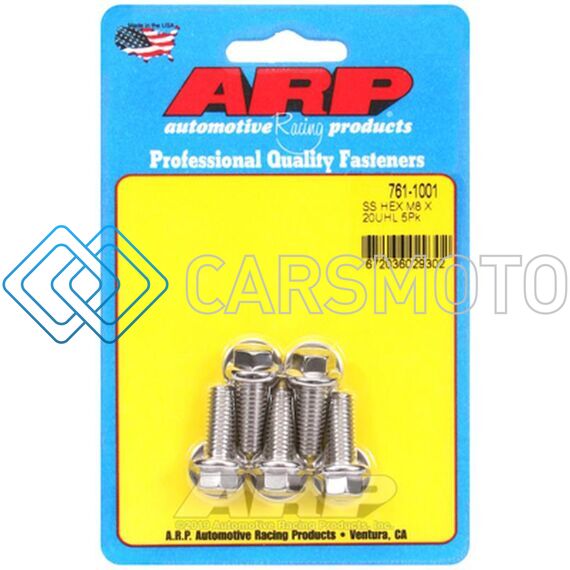 ARP 761-1001 M8 X 1.25 X 20 HEX SS BOLTS (5/PKG)