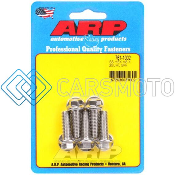 ARP 761-1002 M8 X 1.25 X 25 HEX SS BOLTS (5/PKG)