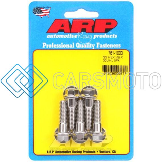 ARP 761-1003 M8 X 1.25 X 30 HEX SS BOLTS (5/PKG)