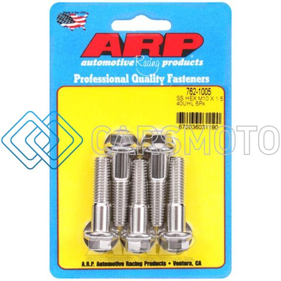 ARP 762-1005 M10 X 1.50 X 40 SS HEX BOLTS (5/PKG)