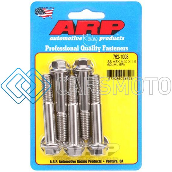 ARP 762-1008 M10 X 1.50 X 60 SS HEX BOLTS (5/PKG)