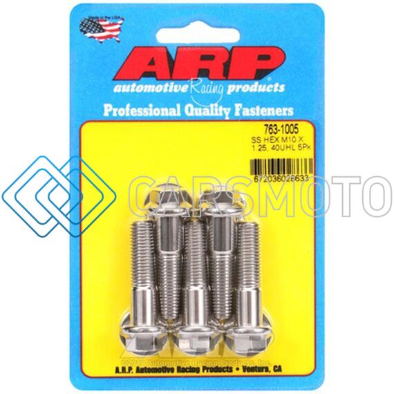 ARP 763-1005 M10 X 1.25 X 40 SS HEX BOLTS (5/PKG)