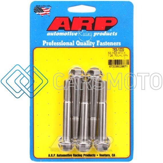 ARP 763-1009 M10 X 1.25 X 70 SS HEX BOLTS (5/PKG)