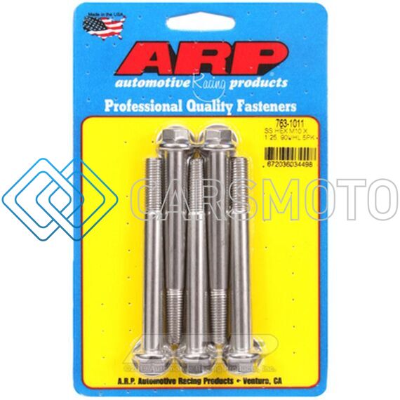 ARP 763-1011 M10 X 1.25 X 90 SS HEX BOLTS (5/PKG)