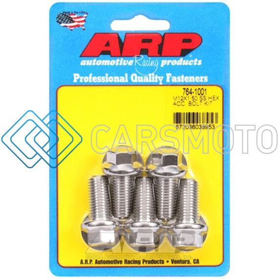 ARP 764-1001 M12 X 1.50 X 25 SS HEX BOLTS (5/PKG)