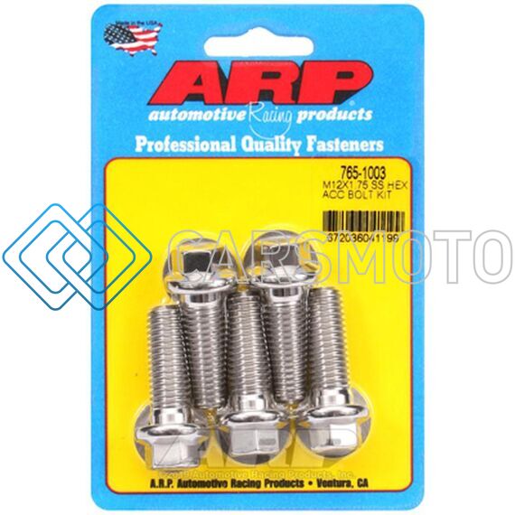 ARP 765-1003 M12 X 1.75 X 35 HEX BLACK SS BOLTS (5/PKG)